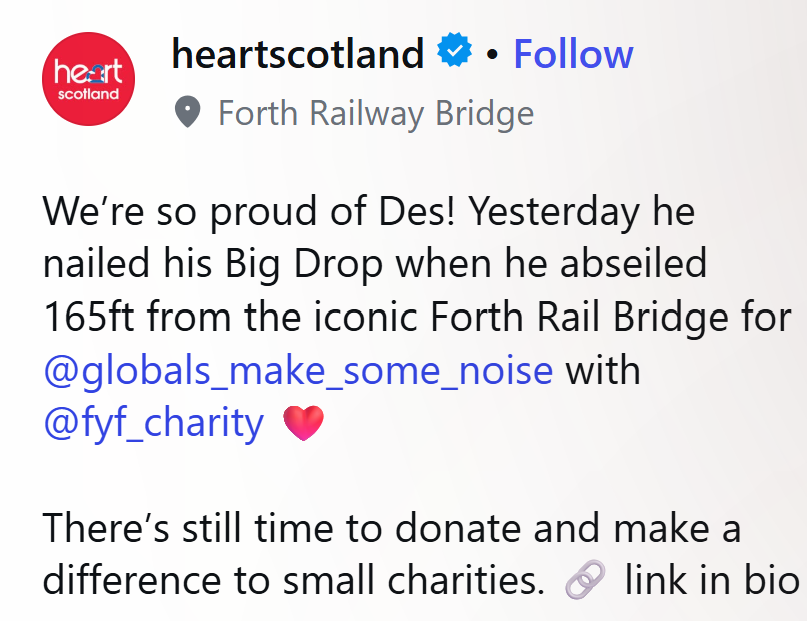 Des Clarke Heart Scotland Instagram Post